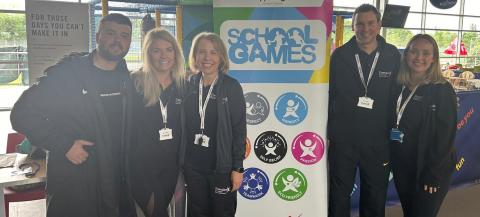 An image of some of the Energize team working at our Primary School Games County Final event in May 2024.